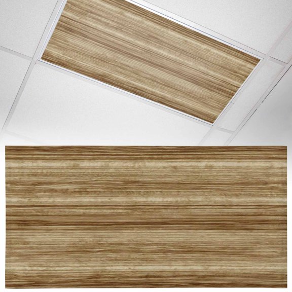 Retro Brown Wood Grain Fluorescent Light Covers Country Rustic Stripe Plank Texture Magnetic Light Filters Ceiling Lighting Panel Shade for Classroom Office Home 2 x 4 ft, 1 Pack