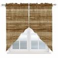 thumbnail image 1 of Retro Brown Wood Grain Swag Valances for Windows 2 Pack Country Rustic Stripe Plank Texture Swag Kitchen Curtains 45 Inches Long Rod Pocket Short Window Treatment for Kitchen Bathroom 36"x45", 1 of 9