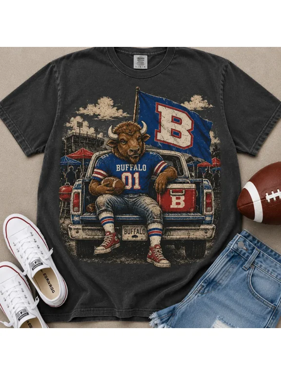 Retro Buffalo Football , Buffalo Football , Vintage 90s Game Day Football , Old School Merch T-Shirt
