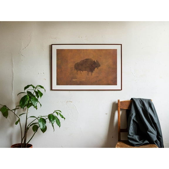 Retro Buffalo Wildlife Wall Art, Unframed Canvas Size 24x36
