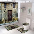 thumbnail image 1 of Retro Building Street Shower Curtain Sets Door Wall Arch Bathroom Screen Anti-slip Bath Mats Toilet Cover Carpet Rug Home Decor, 1 of 5
