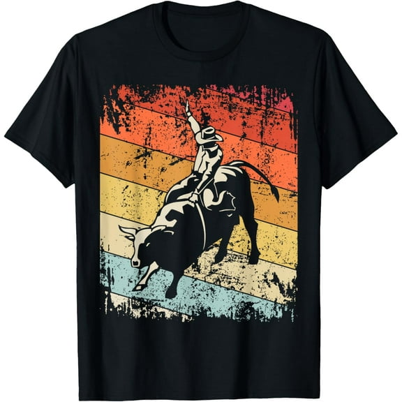Retro Bull Riding Shirt Cowboy Tshirt Western Rodeo Tee T-Shirt