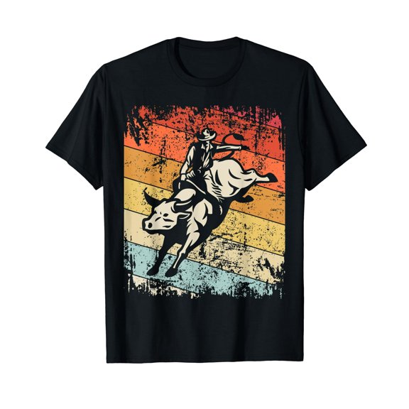 Retro Bull Riding Shirt for Cowboy Tshirt Vintage Bull Rodeo T-Shirt