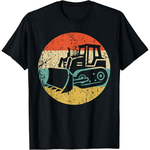Retro Bulldozer Vintage Style Heavy Machinery Construction T-Shirt men and women can wear, black, white, gifts