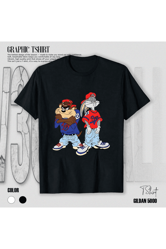 Retro Bunny Bros Nineties Cartoon Throwback Nostalgia Art Unisex T-Shirt V17496, up to size 5XL