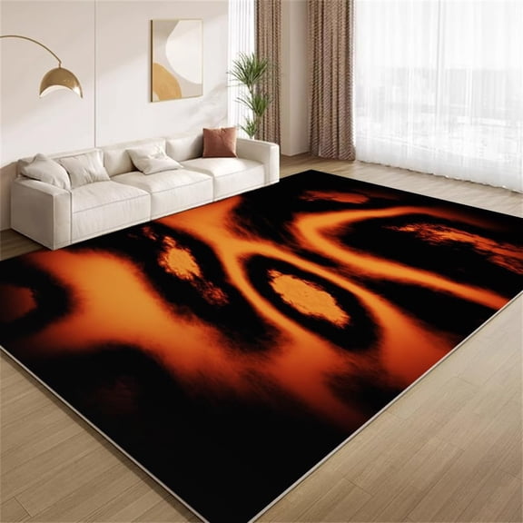 Vintage Abstract Burnt Orange Area Rugs, Orange Black Carpet, Washable Non Slip Low Pile Soft Rug for Living Room Bedroom Entry Decor Mat 2ftx3ft