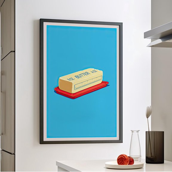 Retro Butter Block Wall Art, Vintage Food Kitchen Decor, Unframed Canvas Size 8x12