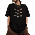 thumbnail image 1 of Retro Butterfly Collection Print T-shirt Graphic Tees Botanical Style Shirts Black S-5XL Tops, 1 of 5