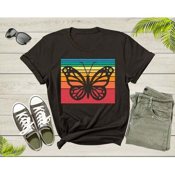Retro Butterfly Lovers Botanical Gift For Women Girl Shirt Vintage Butterfly Shirt Butterfly Lover Cute Butterfly Insect Tshirt