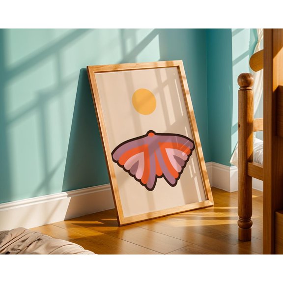 Retro Butterfly Mid Century Modern Moth 70s Geometric Wing Boho Sunset Poster Unframed Paper Print