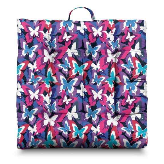 Retro Butterfly & Stars Pattern Floor Pillow Multipurpose Square Cushion for Home & Office