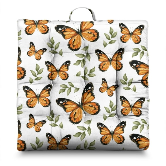 Retro Butterfly & Stars Pattern Floor Pillow Multipurpose Square Cushion for Home & Office