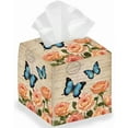 thumbnail image 1 of Retro Butterfly Tissue Storage Box Square Foldable Tissue Box Holder Waterproof Leather Paper Towel Case Cover Container Organizer, 1 of 9