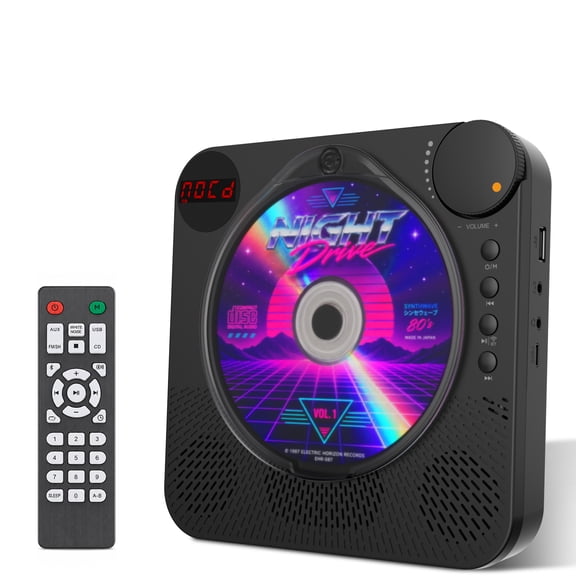Portable CD Player with Bluetooth, 2000mAh Rechargeable Battery, Front LCD Display, Rotary Volume Knob, Dual Speakers, FM Radio, USB/AUX, Remote Control and Foldaway Stand