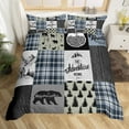 thumbnail image 1 of Retro Cabin Rustic Bedding Set For Bedroom, Farmhouse Lodge Bear Duvet Cover Twin, Deer Mountain Country Camper Comforter Cover Hunting Wild Animal Bed Cover Merry Christmas Decor, Blue Gray Black, 1 of 5