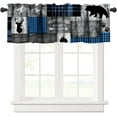 thumbnail image 1 of Retro Cabin Valance,Vintage Cottages Animal Deer Bear Print Blackout Curtain Valance,Retro Blue Check Short Topper Curtain for Bedroom Living Room Kitchen Cafe Dining Room,54x18in, 1 of 5