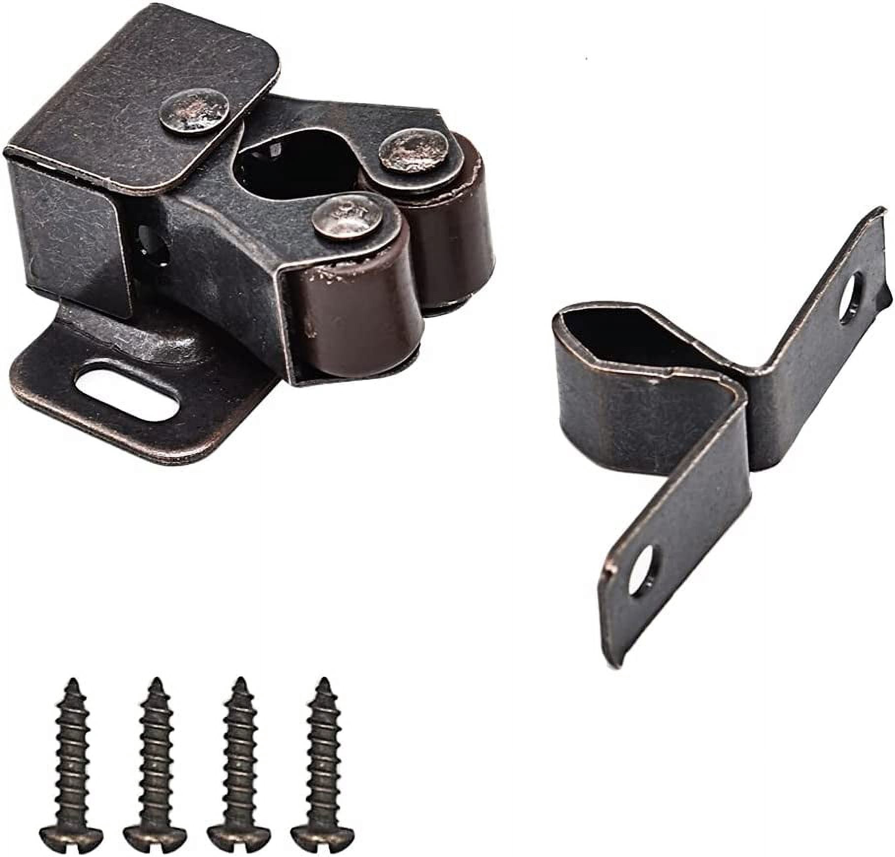 Retro Door Double Roller Catch Ball Latch with Prong Hardware Copper Tone 4pcs