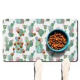 thumbnail image 1 of Retro Cactus Dog Food Pad - Waterproof Absorbent Pet Mat - Non-Slip Southwestern Succulent Design - Durable & Washable - Floor Protection, 1 of 5