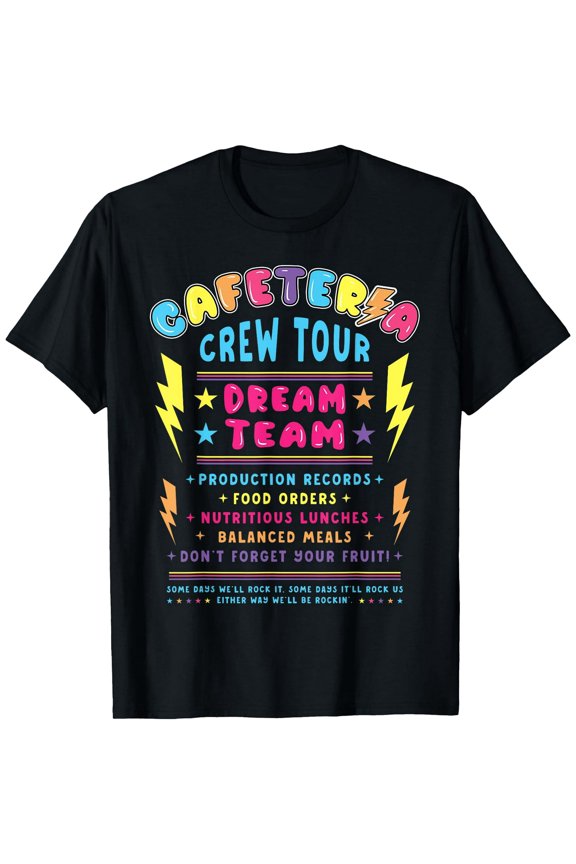 Retro Cafeteria Crew Tour Dream Team Graphic T-Shirt Funny School Lunch Lady Nutritionist Appreciation Tee Vintage Style Food Service Worker Apparel