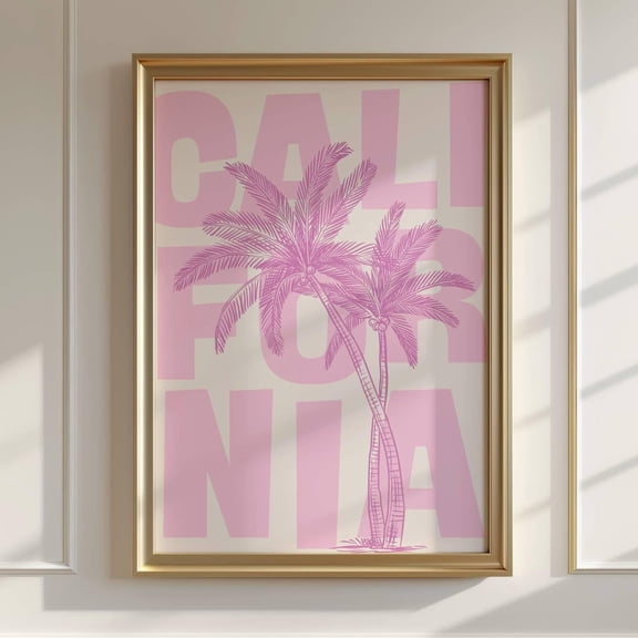 Retro California Palm Tree Art Minimalist Travel Art