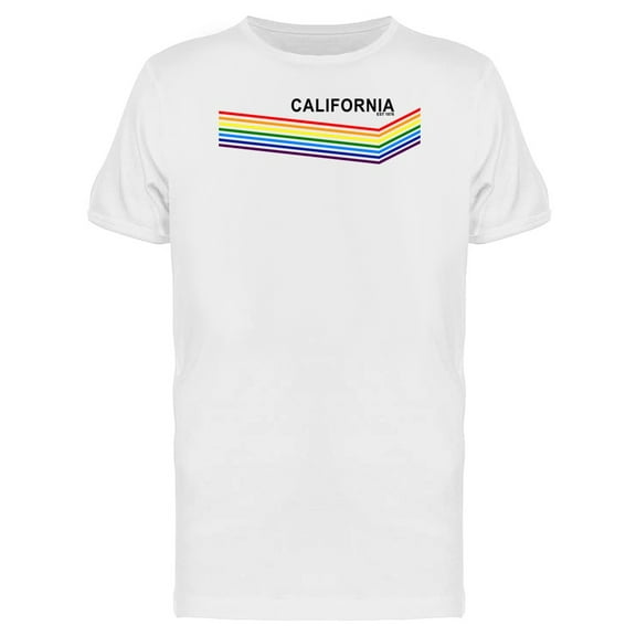 Retro California Rainbow Lines Tee Men's -Image by Shutterstock