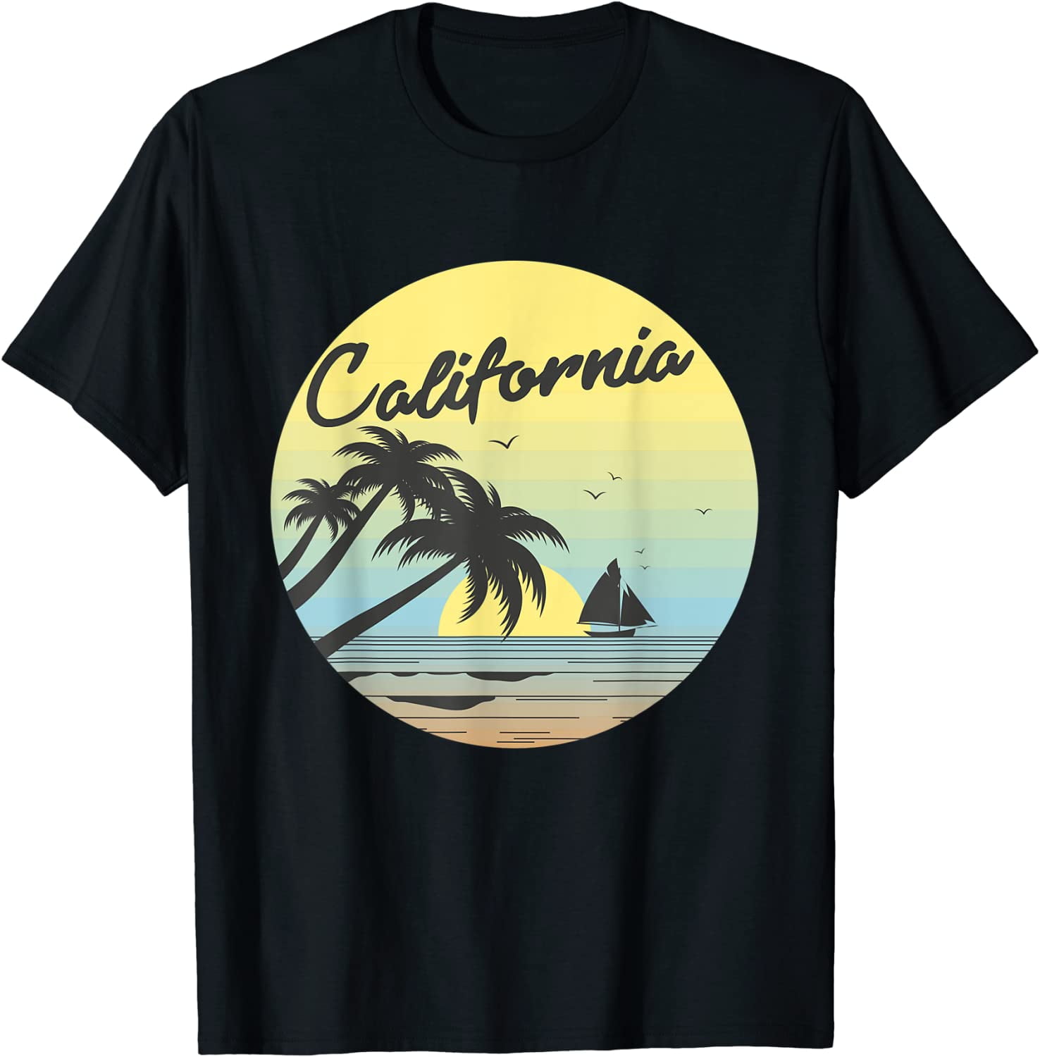 Retro California Surf Vintage Beach Cali 70s Venice Palm Sun T  
