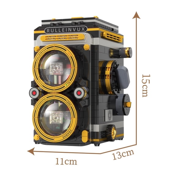 Retro Camera Building Blocks with Theatre Scene Toys LED Light Stage, Nostalgic Camera, Home Office Decor, Perfect Gift for Kid