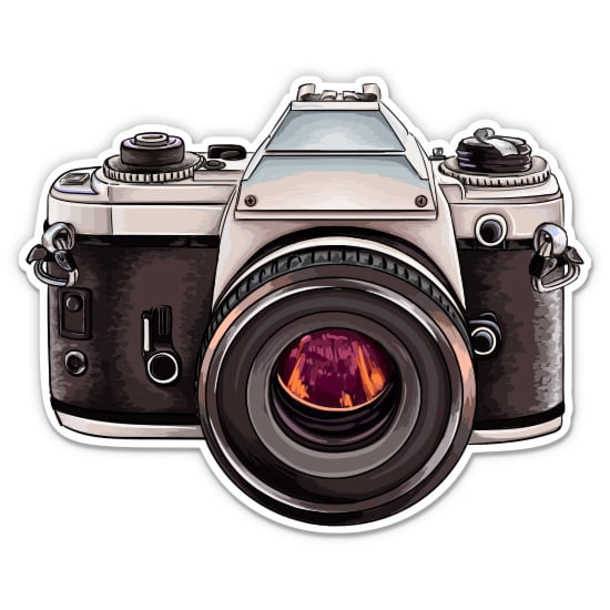 Retro Camera Camera Photo Photographer - 3" Vinyl Sticker - For Car Laptop Water Bottle Phone - Waterproof Decal