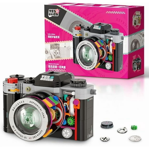 Retro Camera Mini Building Set Black, Classic Vintage Camera Model, Gift Idea for Teens Adults, Collectible Camera Kit for Photography Lover(556 pcs)