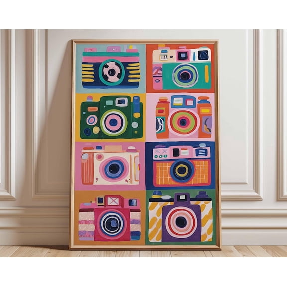 Retro Camera Vintage Photography Classic Camera Film Camera Photographer Wall Art Print, Unframed Paper Poster 8x10in