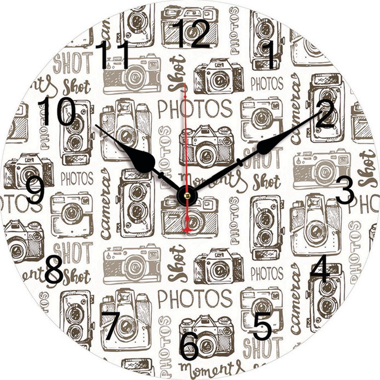 Retro Camera Wall Clock Kitchen Decor Wall Art Silent Non Ticking Large ...