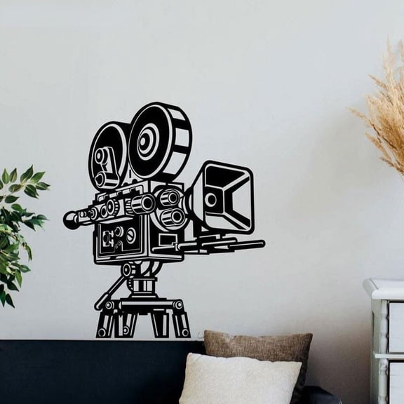 Retro Camera Wall Decal Cinema Video Film Decor Gift Vinyl Sticker Home Theater Wall Art House Studio Wallpaper Mural 57x66cm