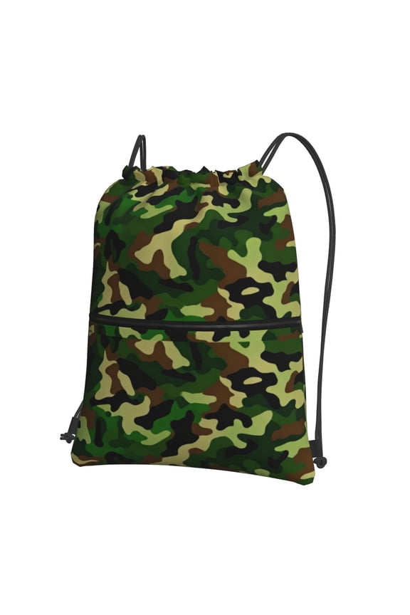 Retro Camouflage Pattern Drawstring Backpack Bag Water Resistant Yoga Shopping Cinch Bag Sackpack For Men Women