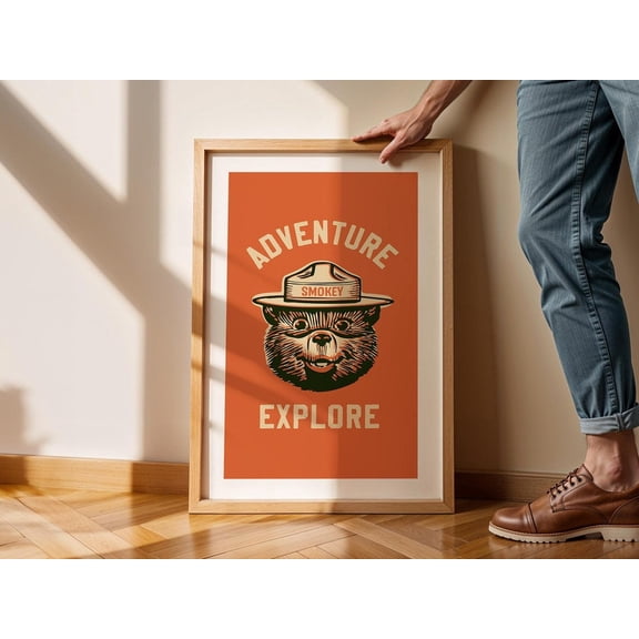 Retro Camp Adventure Explore Nature Cabin Outdoors Wall Art Poster For Kids UNFRAMED POSTER