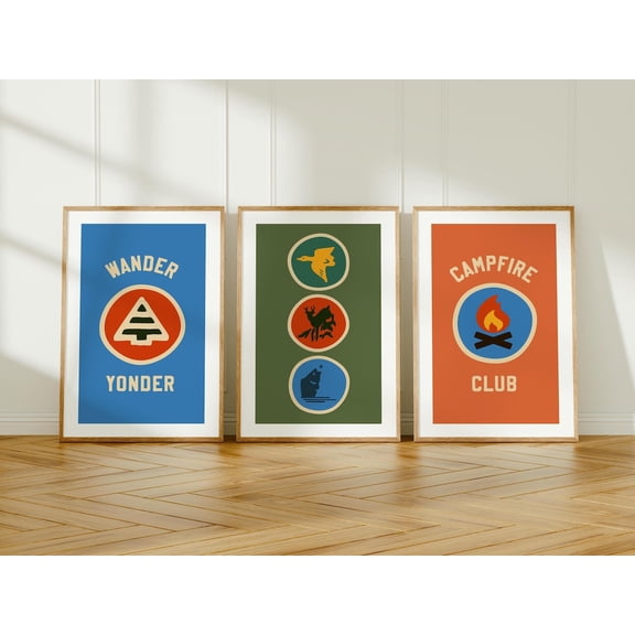 Retro Camp Art Camping Art Adventure Nature Art Outdoorsy Wall Decor Set 3 Unframed Paper Print 20x30