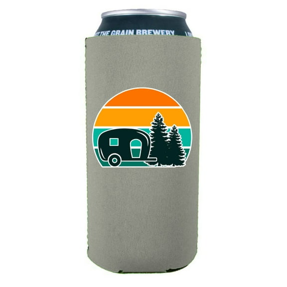 Retro Camper 16 oz. Can Coolie (Gray)
