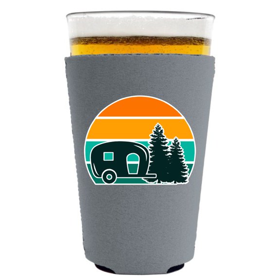 Retro Camper Pint Glass Coolie (Gray)