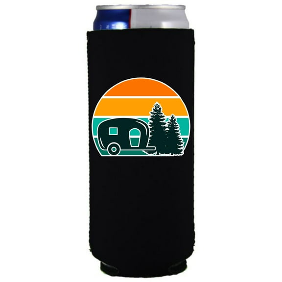 Retro Camper Slim Can Coolie (Black)