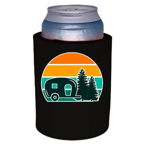 Retro Camper Thick Foam Old School Can Coolie (Black)