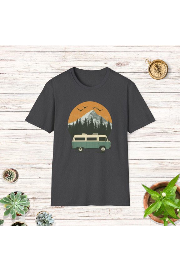 Retro Camper Van Van Life Adventure Travel Graphic Comfort Colors Unisex Cotton T-Shirt, Size S-3XL