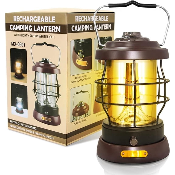 Retro Camping Lantern  1500LM 2 Modes Dimmable,Portable  Hurricane Lamp Hands- Flashlight,5000 mA High Capacity   Lanterns for Power Outages Indoor