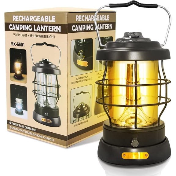 Retro Camping Lantern 1500LM 2 Modes Dimmable,Portable Hurricane Lamp Hands- Flashlight,5000 mA High Capacity Lanterns for Power Outages Indoor