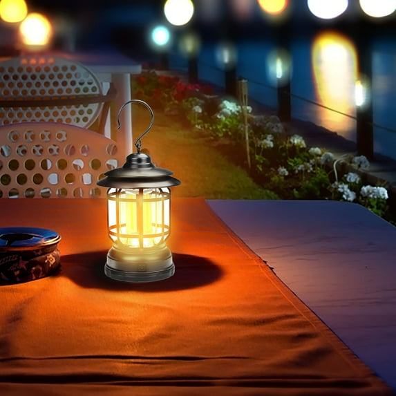 Retro Camping Lantern - Battery Powered Outdoor Light with Dimmer | Hanging Hook for Tents, Backyards & Hiking | Classic Style for Picnics & Emergency Use | Requires 3 AA Batteries (Not Included)