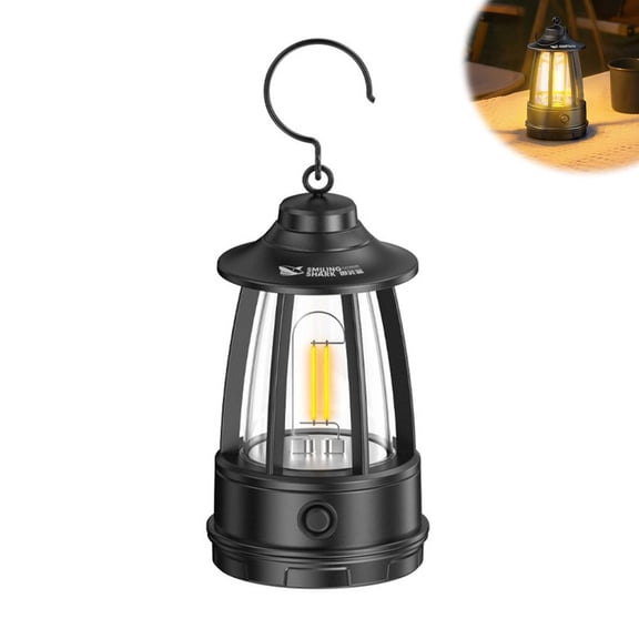 Retro Camping Lantern, Portable LED Atmosphere Light, 4-Gear Dimmable Warm Light for Outdoor Camping, Home Decor, Emergency Use
