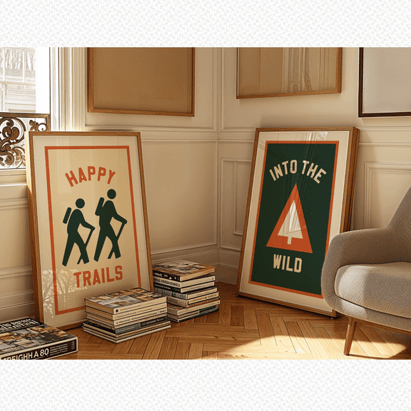 Retro Camping Outdoor Adventure Poster Set 2 Prints Set 2 , Poster Only