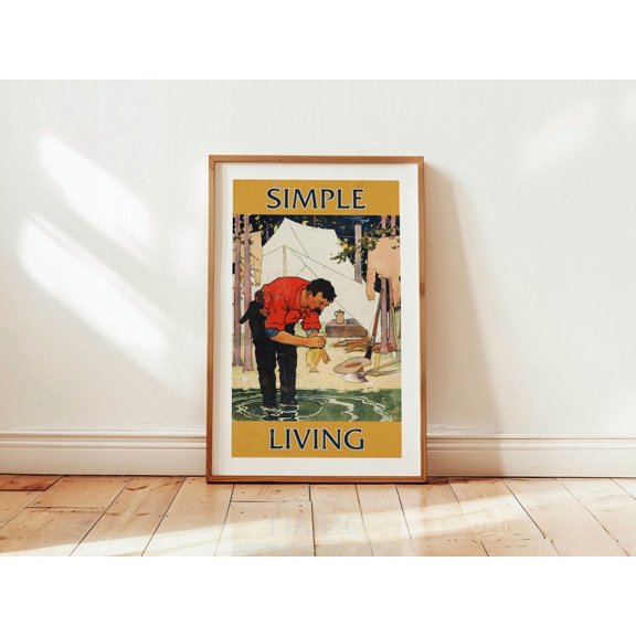 Retro Camping Print, Simple Living Kitchen Decor (11x17 Inch) Unframed Paper Print