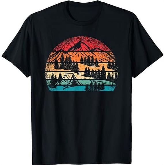 Retro Camping Wildlife Outdoor Nature Mountain Camper Hiking T-Shirt