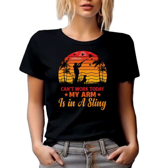 Retro Can't Work Today, My Arm Is in a Sling - Hunter or Hunting Enthusiast, Black T-Shirt, 3XL
