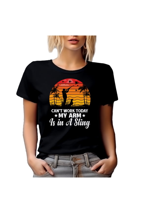 Retro Can't Work Today, My Arm Is in a Sling - Hunting Enthusiast or Hunter, Black T-Shirt, 3XL