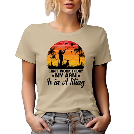 Retro Can't Work Today, My Arm Is in a Sling, Hunting Enthusiast or Hunter, Tan T-Shirt, 3XL